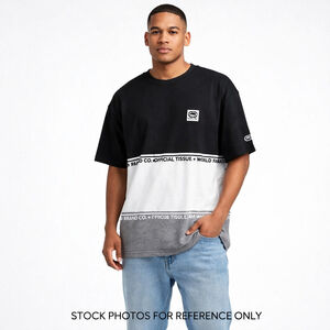 Ecko Unltd Colorblock Rhino Logo T-Shirt XL Black White Gray Streetwear Graphic